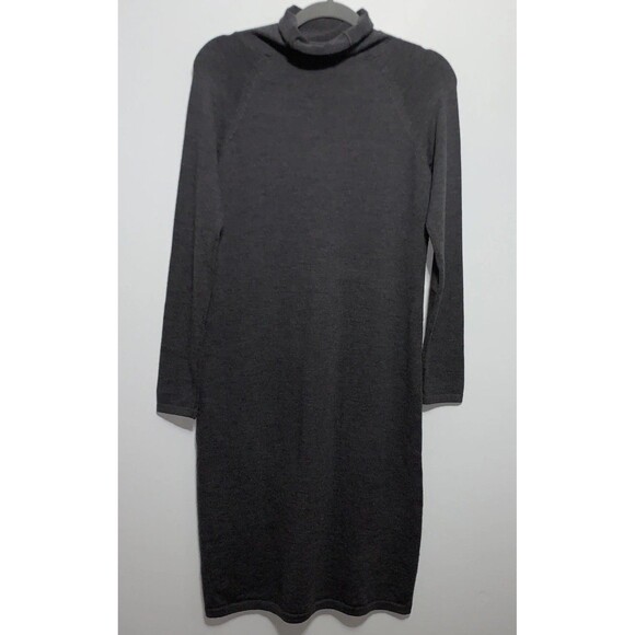 Talbots Sweater Dress Gray Italian Merino Wool Turtleneck Small Long Sleeve - Picture 4 of 7